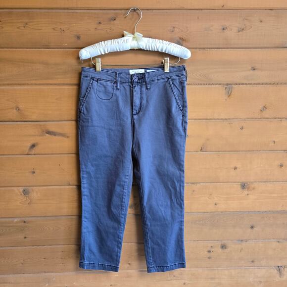 Anthropologie Chino Slim Petite Gray Pant 25P Bottom Zip Button Closure Trouser - Picture 2 of 5